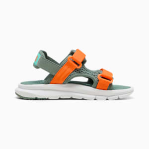 キッズ プーマ エヴォルブ サンダル 17-21cm, Green Moon-Orange Glo-Aquatic, extralarge-JPN