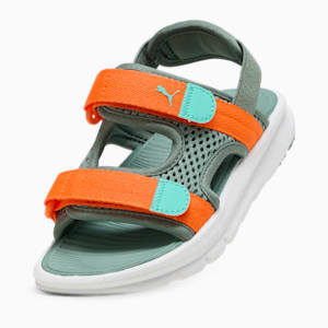 キッズ プーマ エヴォルブ サンダル 17-21cm, Green Moon-Orange Glo-Aquatic, extralarge-JPN