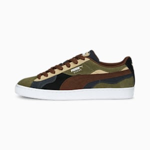 ユニセックス スウェード カモウェーブ スニーカー, PUMA Olive-Chestnut Brown-Shadow Gray, extralarge-JPN