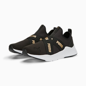 Wired Run Slip On Metallics Women's Sneakers, PUMA Black-PUMA Gold, extralarge-IND