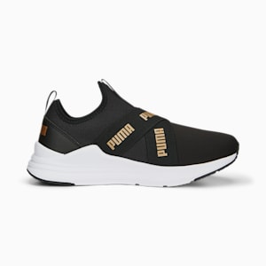 Wired Run Slip On Metallics Women's Sneakers, PUMA Black-PUMA Gold, extralarge-IND