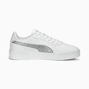 Carina 2.0 Space Metallics Women's Sneakers, PUMA White-Matte Silver-PUMA Silver, extralarge-IND