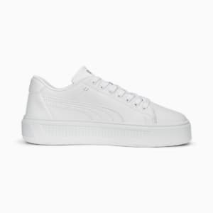 ウィメンズ スマッシュ プラットフォーム V3 スリーク スニーカー, PUMA White-PUMA Silver, extralarge-JPN