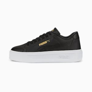 ウィメンズ スマッシュ プラットフォーム V3 スリーク スニーカー, PUMA Black-Gold-PUMA White