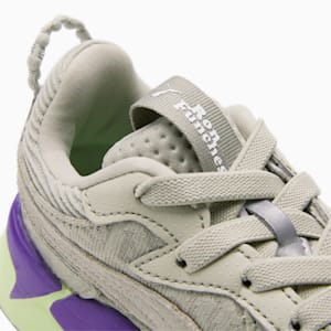 Zapatos deportivos PUMA x RON FUNCHES RS-X para niños pequeños , Pebble Gray-Pebble Gray-Fizzy Apple, extragrande