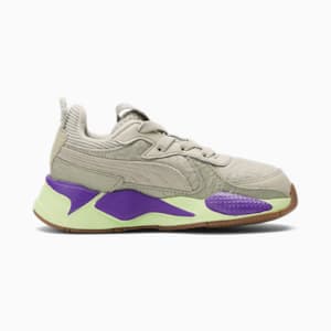 Zapatos deportivos PUMA x RON FUNCHES RS-X para niños pequeños , Pebble Gray-Pebble Gray-Fizzy Apple, extragrande