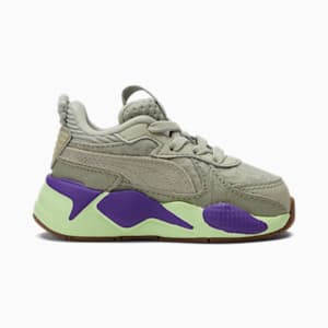 Zapatos deportivos PUMA x RON FUNCHES RS-X para bebés , Pebble Gray-Pebble Gray-Fizzy Apple, extragrande