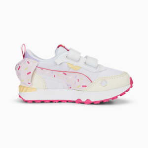 Rider FV Bow Crush V Kids' Sneakers, PUMA White-Pearl Pink-Glowing Pink