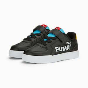 Caven Brand Love Kids' Sneakers, PUMA Black-PUMA White-Bright Aqua-PUMA Red-Pelé Yellow, extralarge-IND