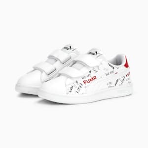 Smash V2 Brand Love V Kids' Sneakers, PUMA White-PUMA Black-For All Time Red, extralarge-IND
