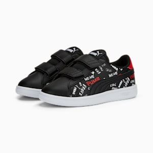 Smash V2 Brand Love V Kids' Sneakers, PUMA Black-PUMA White-For All Time Red, extralarge-IND