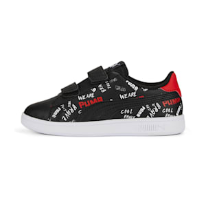Smash V2 Brand Love V Kids' Sneakers, PUMA Black-PUMA White-For All Time Red, extralarge-IND