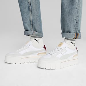Mayze Stack Luxe Sneakers Women, PUMA White-Warm White-Dark Jasper, extralarge-GBR