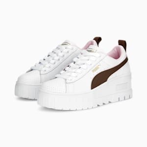 ウィメンズ メイズ ウェッジ プレッピー スニーカー, PUMA White-Chestnut Brown, extralarge-JPN