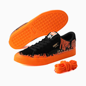 ユニセックス スケートボード PUMA x HIROTTON スウェード スニーカー II, Puma Black-Vibrant Orange, extralarge-JPN