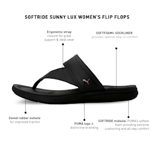 Softride Sunny Lux Women's Flip Flops, Puma Black-Puma Team Gold