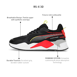RS-X 3D Unisex Sneakers, PUMA Black-PUMA Red, extralarge-IND