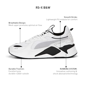 RS-X Black and White Unisex Sneakers, PUMA White-PUMA Black, extralarge-IND