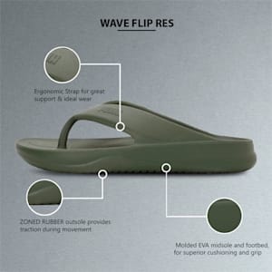 Wave Flip Res Unisex Flipflops, Covert Green