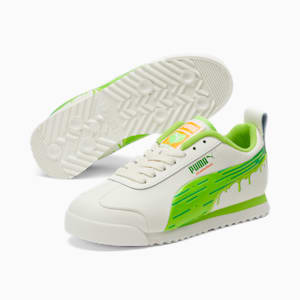 Zapatos deportivos Roma Slime para niños grandes, Ivory Glow-Lime Green