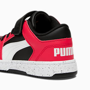 Rebound V6 Lo Speckle Little Kids' Sneakers, Puma Black-Puma White-High Risk Red, extralarge