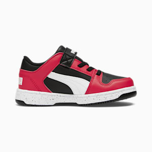 Tenis Rebound V6 Lo Speckle Little Kids', Puma Black-Puma White-High Risk Red, extralarge