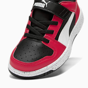 Tenis Rebound V6 Lo Speckle Little Kids', Puma Black-Puma White-High Risk Red, extralarge