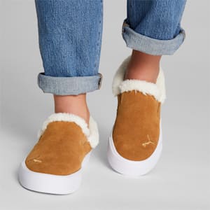 Zapatillas Slip-On Bari Comfort Sherpa para mujer, Desert Tan-Whisper White, extralarge