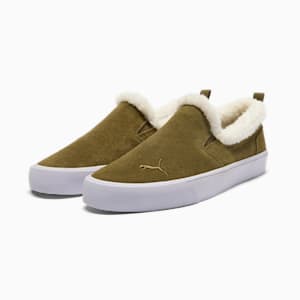 Bari Comfort Sherpa Women's Slip-On Shoes, Wild Willow-PUMA White, extralarge