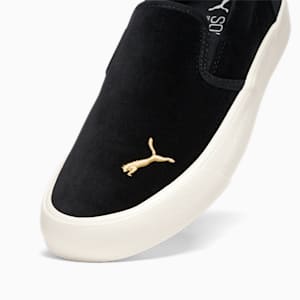 Bari Slip-On Comfort Velvet Women's Shoes, Puma Black-Puma Team Gold, extralarge