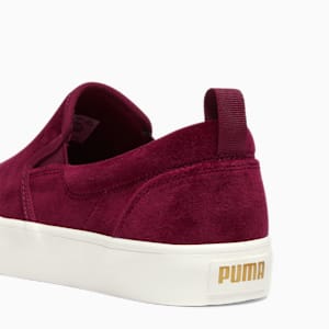 Bari Slip-On Comfort Velvet Women's Shoes, Aubergine-Puma Team Gold, extralarge