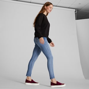 Bari Slip-On Comfort Velvet Women's Shoes, Aubergine-Puma Team Gold, extralarge