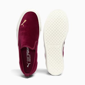 Bari Slip-On Comfort Velvet Women's Shoes, Aubergine-Puma Team Gold, extralarge