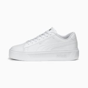 Tenis Smash Platform V3 Gamuza para mujer, PUMA White-PUMA Silver, extralarge