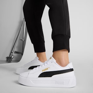 Smash Platform v3 Women's Sneakers, PUMA White-PUMA Black-PUMA Gold, extralarge