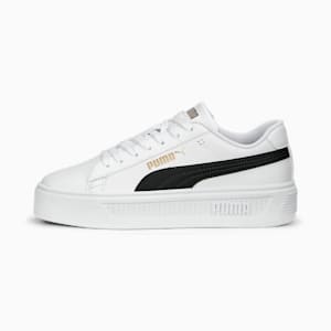 Tenis Smash Platform V3 Gamuza para mujer, PUMA White-PUMA Black-PUMA Gold, extralarge