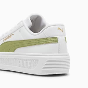 ウィメンズ スマッシュ プラットフォーム V3 スニーカー, PUMA White-Calming Green-PUMA Gold, extralarge-JPN