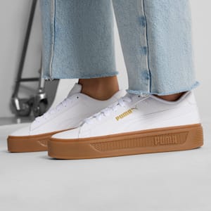 Smash Platform v3 Women's Sneakers, PUMA White-PUMA White-PUMA Gold, extralarge
