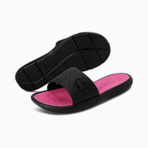 Quilt Women's Slides, PUMA Black-Festival Fuchsia