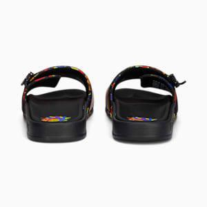 Leadcat 2.0 Pride We Are Everywhere Slides, PUMA Black-Poppy Red-Bright Papaya-Capri Blue, extralarge
