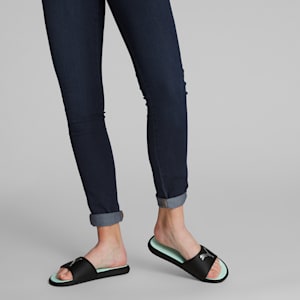 Cool Cat 2.0 Sport Women's Slides, PUMA Black-PUMA Silver-Fair Aqua, extralarge