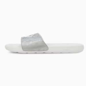 Cool Cat 2.0 Space Women's Slides, PUMA Silver-PUMA White-Matte Silver