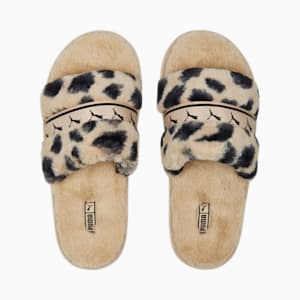 ウィメンズ PUMA FLUFF リミックス アニマル BX スリッパ, Granola-PUMA Black