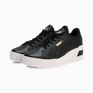 ウィメンズ カルメン ウェッジ レザー スニーカー, PUMA Black-PUMA Black-Gold, extralarge-JPN