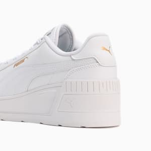 ウィメンズ カルメン ウェッジ レザー スニーカー, PUMA White-PUMA White-Gold, extralarge-JPN