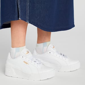ウィメンズ カルメン ウェッジ レザー スニーカー, PUMA White-PUMA White-Gold, extralarge-JPN