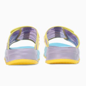 PUMA x SPONGEBOB RS-Slide Unisex Slides, Vivid Violet-Lucent Yellow-Hero Blue, extralarge-IND