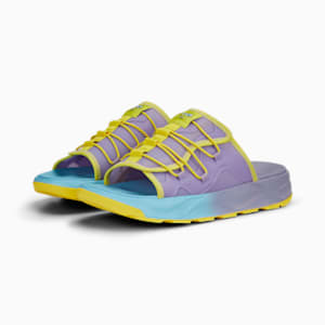 PUMA x SPONGEBOB RS Slides, Vivid Violet-Lucent Yellow-Hero Blue
