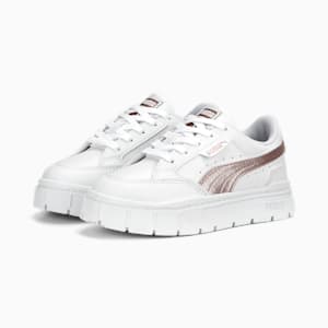 Mayze Stack Shine Little Kids' Sneakers, PUMA White-Rose Gold