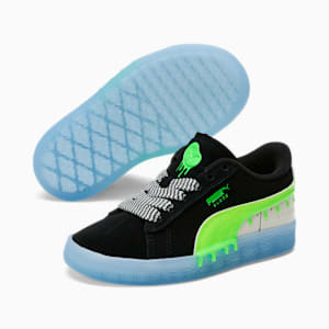 Zapatos Slime de gamuza para niños, PUMA Black-Lime Green